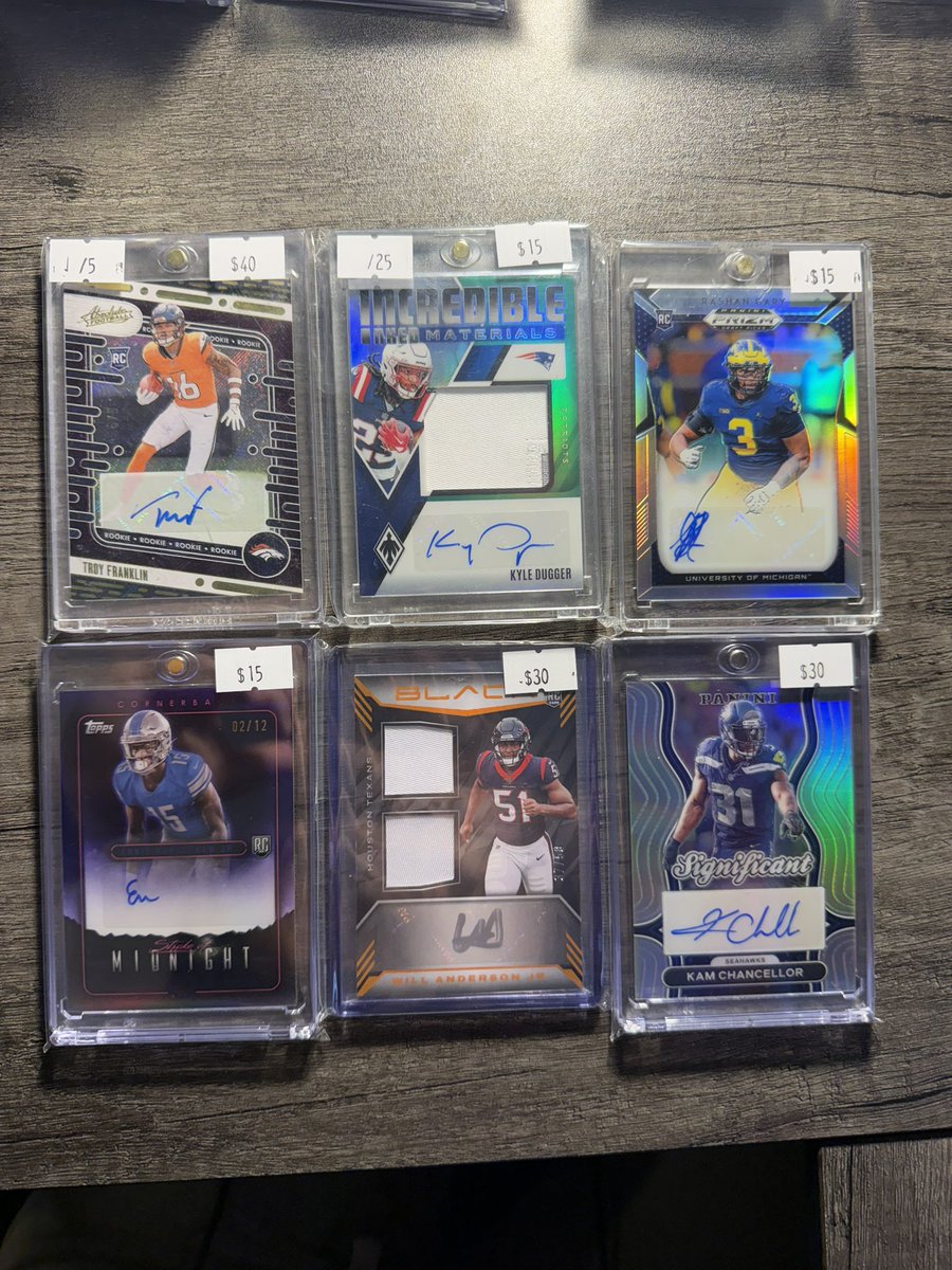 JoshuaRumph's tweet image. 🏈Football🏈

Name to Claim

Troy /5 - 25$
Dugger /25 - 10$
Gary - 8$
Ennis /12 - 10$
Will Anderson /50 - 25$ 
Kam - 25$