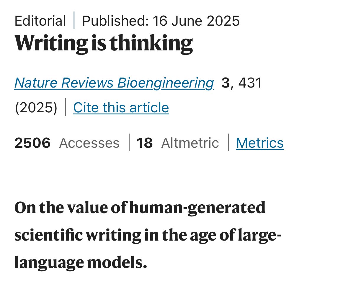 dr_alphalyrae's tweet image. Everyone working in a STEM field should read this - ‘writing is thinking’
nature.com/articles/s4422…