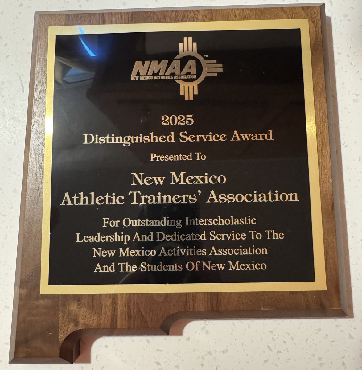 Yesterday VP Kevin Schroeder accepted the Distinguished  Service Award on behalf of the NMATA, from the @allthingsnmaa