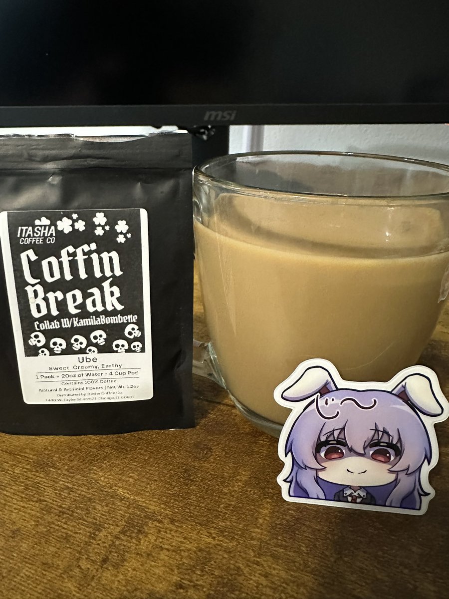 Today I’m reviewing <a href="/ItashaCoffee/">Itasha Coffee Co</a> ‘s Ube flavor! My first ever encounter of Ube! The smell is light and has the aroma of a sweetened, earthy coconut. The taste reminds me of a smooth angel food cake. Reminds me of taro too. Get it or this bunny might just get you… 😱