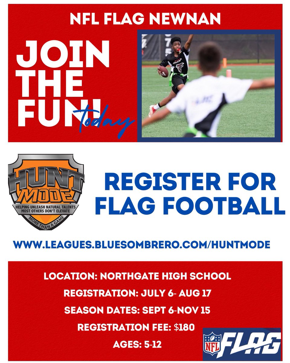 Huntmode TM (@huntmode1) on Twitter photo Next Up?? 6u, 8u, 10u 12u teams! We serve boys and girls ages 5-12. If you are looking for a program where your kid can learn and have fun this is the place. Come join the fun!!! leagues.bluesombrero.com/huntmode <a href="/kwhit4/">Kevin Whitley</a> <a href="/NFLFLAG/">NFL FLAG</a> <a href="/AtlantaFalcons/">Atlanta Falcons</a> Next Up?? 6u, 8u, 10u 12u teams! We serve boys and girls ages 5-12. If you are looking for a program where your kid can learn and have fun this is the place. Come join the fun!!! leagues.bluesombrero.com/huntmode <a href="/kwhit4/">Kevin Whitley</a> <a href="/NFLFLAG/">NFL FLAG</a> <a href="/AtlantaFalcons/">Atlanta Falcons</a>