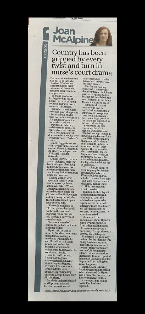 EdwardO82633291's tweet image. For anyone following Peggie v Fife NHS this is a must read and reinforces the insanity gripping not only scotland !
