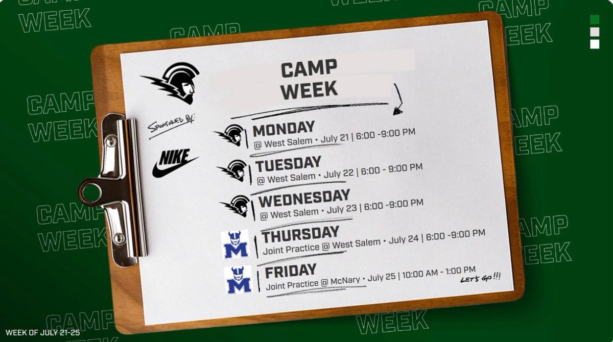 Looking forward to a great week of ball! #stackingdays🏈 

*Bus leaves @ 9:00am Fri &amp; will return appx. 2:00pm if a ride is needed.