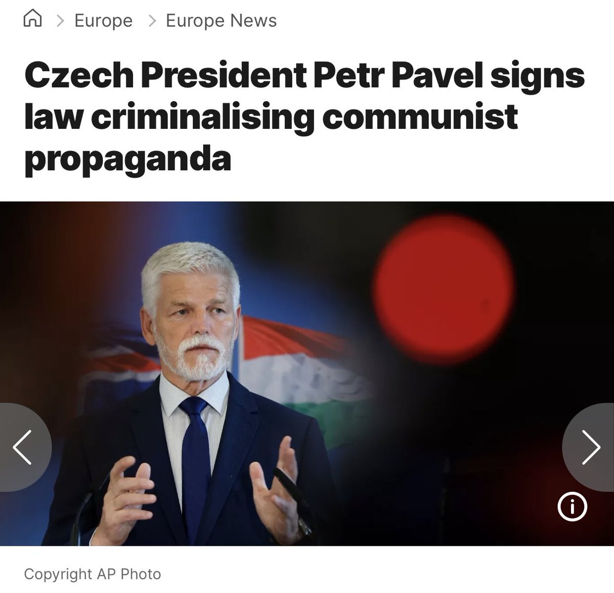 TheZeitgeistNZ's tweet image. The Czech Republic has criminalised spreading communist propaganda, putting it on par with spreading Nazi propaganda under Czech law.
As a free speech advocate I think you ought to be able to do both, even though I disagree with them. But it is remarkable how many countries have…