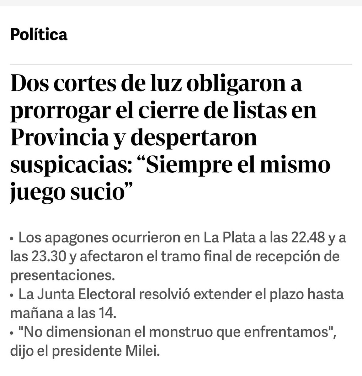 PatoBullrich's tweet image. Se cortó la luz… y ¡milagro! apareció la prórroga.
Hasta el lunes a las 14, ventajita para el inútil de Kicillof, que no pudo cerrar la lista en tiempo y forma.
Necesita del aparato del Estado para competir: corte de luz y tiempo extra, sin equipo contrario en frente.