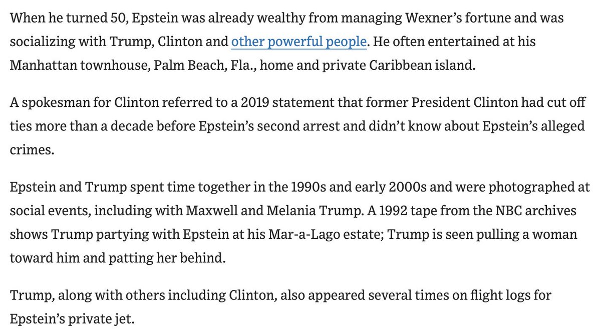 ByronYork's tweet image. In reporting Donald Trump gave a birthday letter to Jeffrey Epstein in 2003, the Wall Street Journal said Alan Dershowitz and Leslie Wexner also gave letters. If this Daily Mail report is accurate, the Journal left out another letter writer: Bill Clinton. Indeed, reading what WSJ…