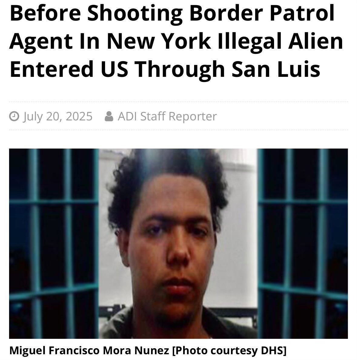 RepAbeHamadeh's tweet image. The illegal alien who shot an off-duty Border Patrol agent in the face during a New York City robbery was "caught and released" by the Biden administration following his 2023 arrest in San Luis, Arizona.
America will be feeling the effects of the Biden invasion for years. We…