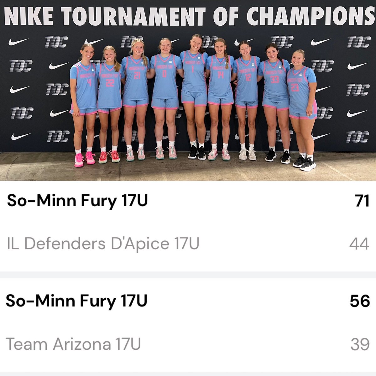 So-Minn Fury 2026 (@fury2026) on Twitter photo So-Minn Fury 2026 go 2️⃣-0️⃣ on Day 3️⃣ of the Chicago TOC finishing 4️⃣-1️⃣ in pool play!
v IL Defenders D’Apice 17U
<a href="/alyviaengler/">Alyvia</a> 23p
<a href="/BreeleyGalle/">Breeley Galle</a> 11p
<a href="/addyruffridge/">Addison Ruffridge</a> 9p
<a href="/ThomfordeNat3/">Natalie Thomforde</a> 9p
v Team Arizona 17U
<a href="/ThomfordeNat3/">Natalie Thomforde</a> 16p
<a href="/GraceMostad/">Grace Mostad</a> 8p
<a href="/addyruffridge/">Addison Ruffridge</a> 7p
<a href="/MaleaHaraldson/">Malea Haraldson</a> 6p So-Minn Fury 2026 go 2️⃣-0️⃣ on Day 3️⃣ of the Chicago TOC finishing 4️⃣-1️⃣ in pool play!
v IL Defenders D’Apice 17U
<a href="/alyviaengler/">Alyvia</a> 23p
<a href="/BreeleyGalle/">Breeley Galle</a> 11p
<a href="/addyruffridge/">Addison Ruffridge</a> 9p
<a href="/ThomfordeNat3/">Natalie Thomforde</a> 9p
v Team Arizona 17U
<a href="/ThomfordeNat3/">Natalie Thomforde</a> 16p
<a href="/GraceMostad/">Grace Mostad</a> 8p
<a href="/addyruffridge/">Addison Ruffridge</a> 7p
<a href="/MaleaHaraldson/">Malea Haraldson</a> 6p