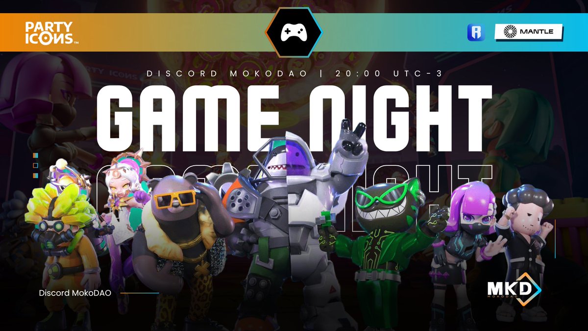 mokodaogg's tweet image. 🎮 @PartyIconsOGX  GAME NIGHT

Join us for our first gamenight of one of the most fun games out there: Party Icons 🎉💰

Download it now from the official website and hop into our discord!

💰 $50 in raffle rewards
📅 Tonight at 8 PM (UTC-3) 🇧🇷
📍 discord.gg/mokodaogg