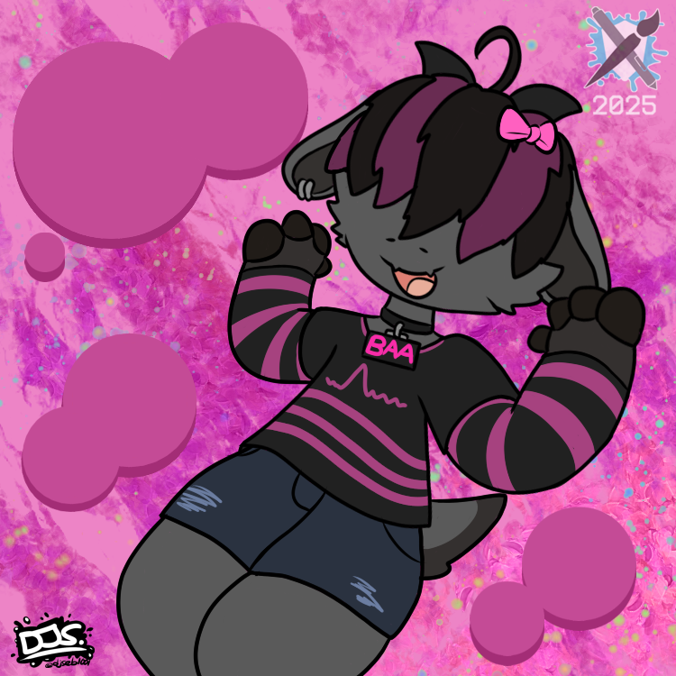 ATTACK #7 [ <a href="/IzzyAThing/">Izzy Gote 🐐 AF 2025</a>] 
Don't let her cuteness fool you, she has a temper you don't wanna mess with! :3

#artfight #TEAMFOSSILS #furry