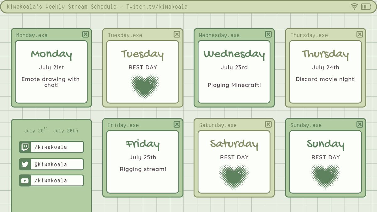 Stream schedule for this week! Would love to have friends pop in to join the fun!!
#vtuberEN #streamschedule #minecraft #art