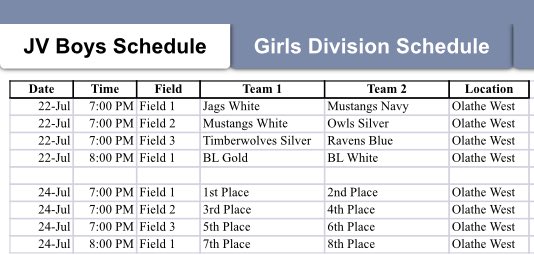 6v6Great's tweet photo. SCHEDULE UPDATE 

Due to the forecast for high heat, we have moved scheduled start times back to later in the evening. The schedule for this week is below ⬇️ 

Reminder, varsity boys have three games this week, including Monday.

Remember to hydrate! https://t.co/amOo1WDfOH