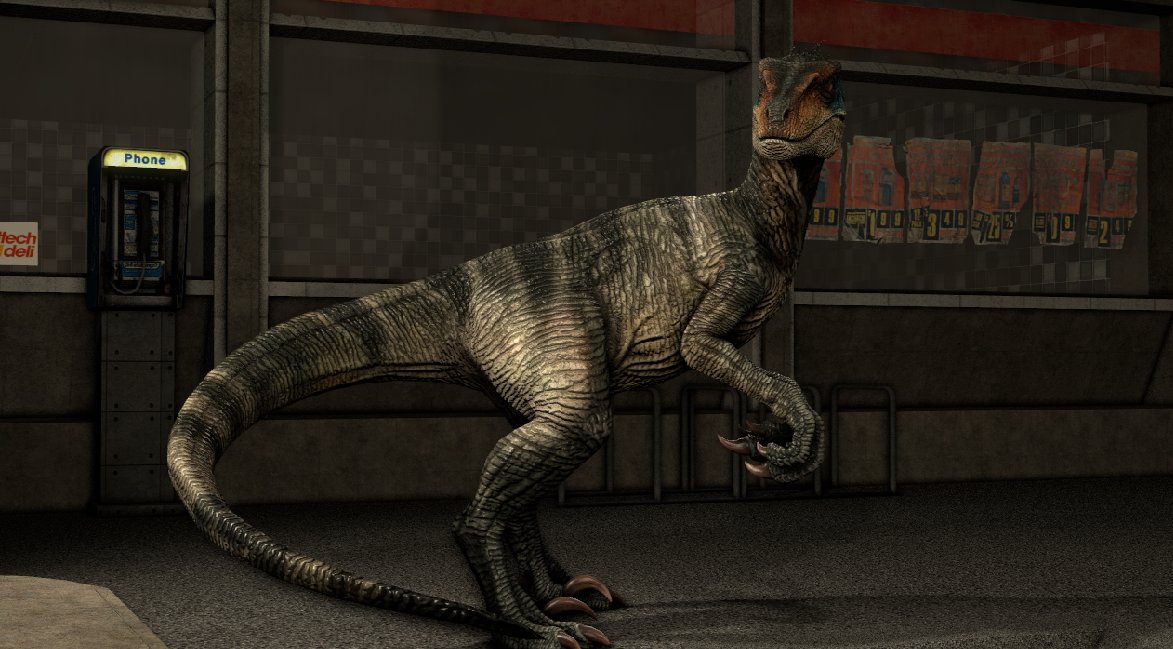 DracoW_24Z's tweet image. JWR Raptor at the gas station WIP #JurassicWorldRebirth