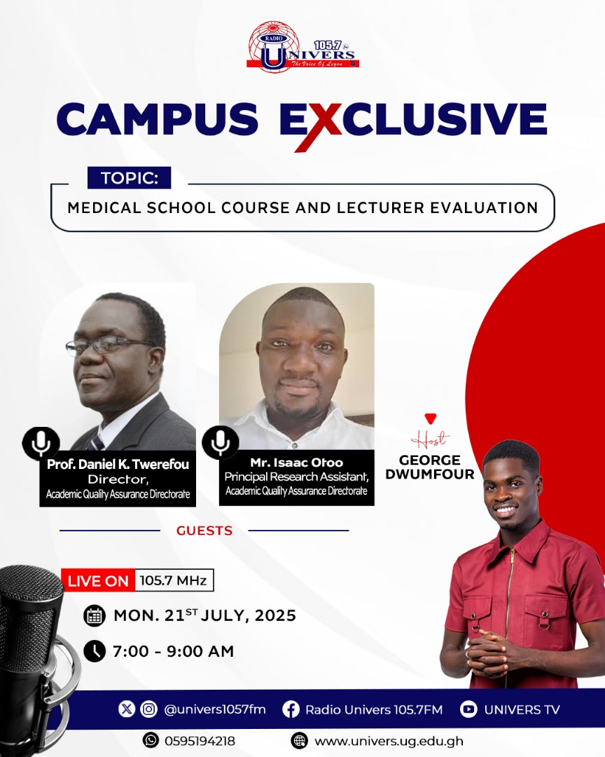 univers1057fm's tweet photo. Join us on #CampusExclusive tomorrow as we dive into the hot issues surrounding resit exams, the suspension of the National Service Authority's CMS, and much more.
Tune in live with a single tap: https://t.co/YuPXNMqBDY
#CampEx | #RadioUnivers
#VoiceOfLegon https://t.co/HDQazMUxKZ