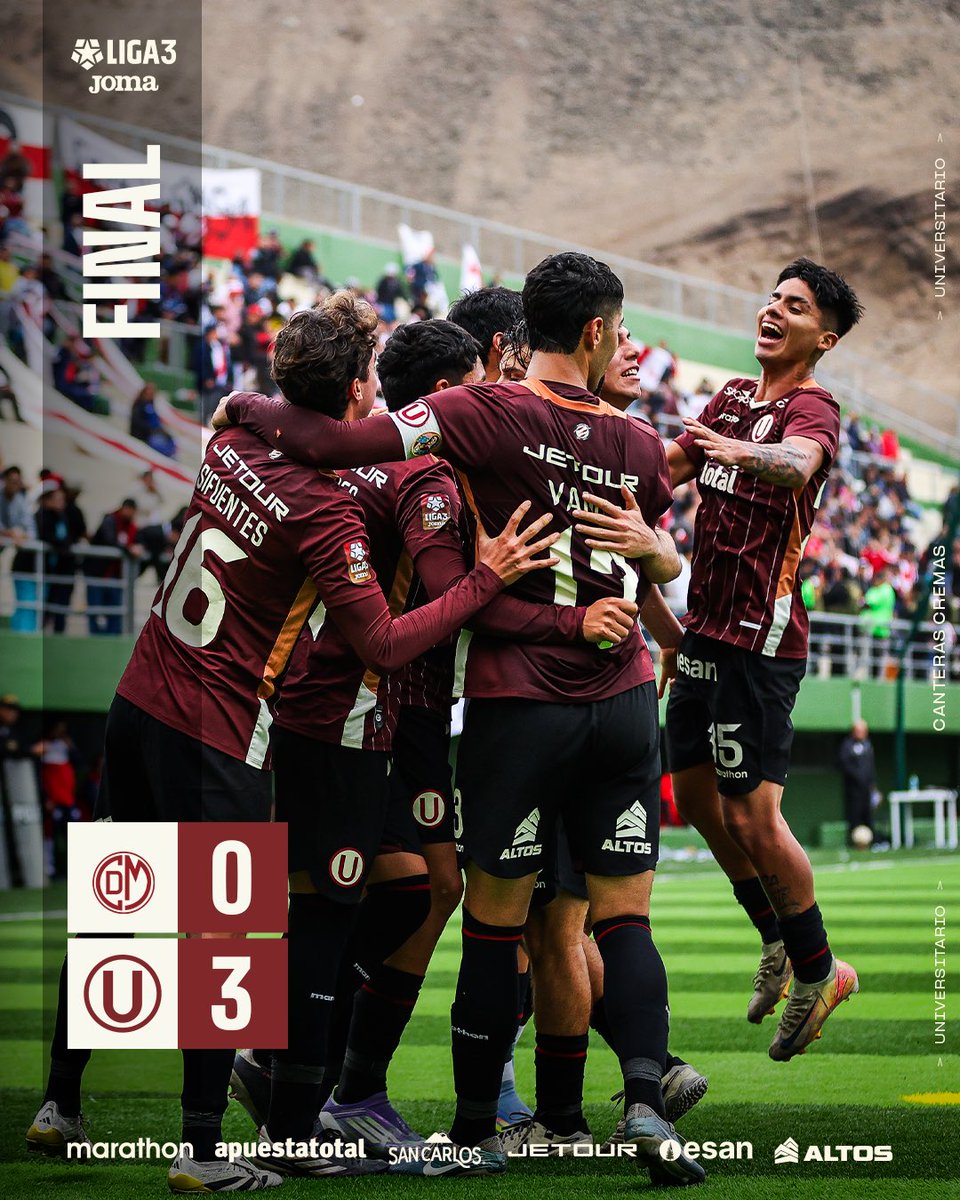 ⏱️ | 𝗙𝗜𝗡𝗔𝗟 𝗗𝗘𝗟 𝗣𝗔𝗥𝗧𝗜𝗗𝗢

⚽ Deportivo Municipal 0-3 Universitario B

#Liga3 
#CanterasCremas