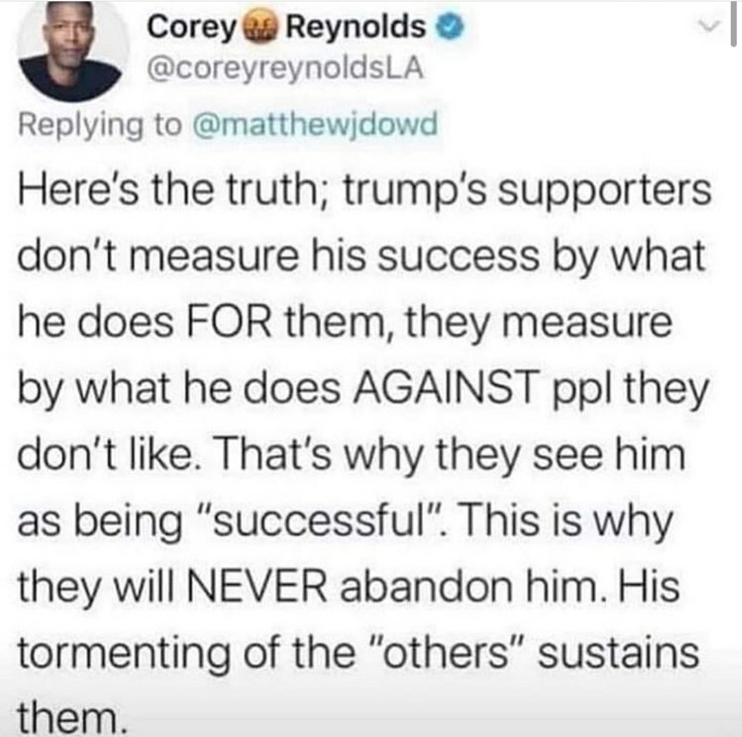 JumaaneWilliams's tweet image. I've been thinking about how cheap they want us to accept the blood of #Breonnataylor is
And have to keep reckoning with a post from several years ago that explains why still some who are losing their healthcare, food assistance and worse still support @realDonaldTrump and his…