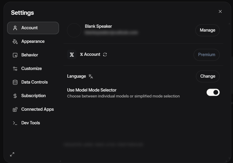 blankspeaker's tweet image. They are testing a new simplified model picker on grok.com. Instead of choosing model numbers you choose the mode from Auto, Fast, Expert, or Heavy
you will be able to enable/disable this feature in settings > account> Use Model Mode Selector