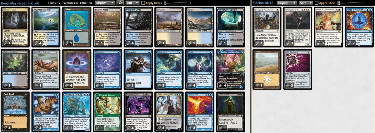 wonderPreaux's tweet image. Split finals of the Sunday Legacy challenge w/ Esper DDay. Deck felt good overall, traded matches w/ UB Rean in the Swiss and picked up wins against a range of UWx(?), Sneak, Oops, and even nonblue MUs like Lands and Maverick. Off to a good start, will likely keep working on it.