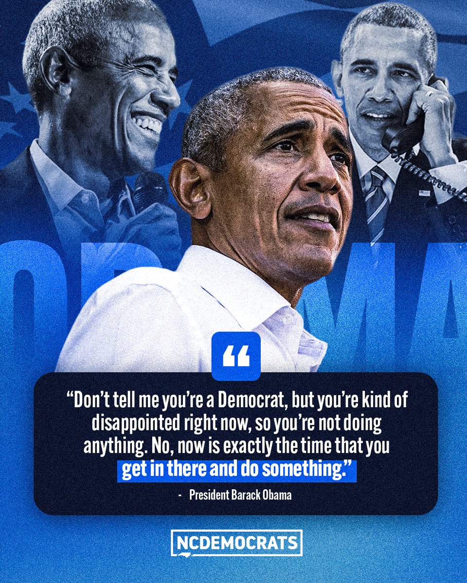 BuncombeDems's tweet image. President Obama said it best—this isn’t the time to sit it out.
It’s the time to get in there and do something.
ncdp.org/volunteer 💪