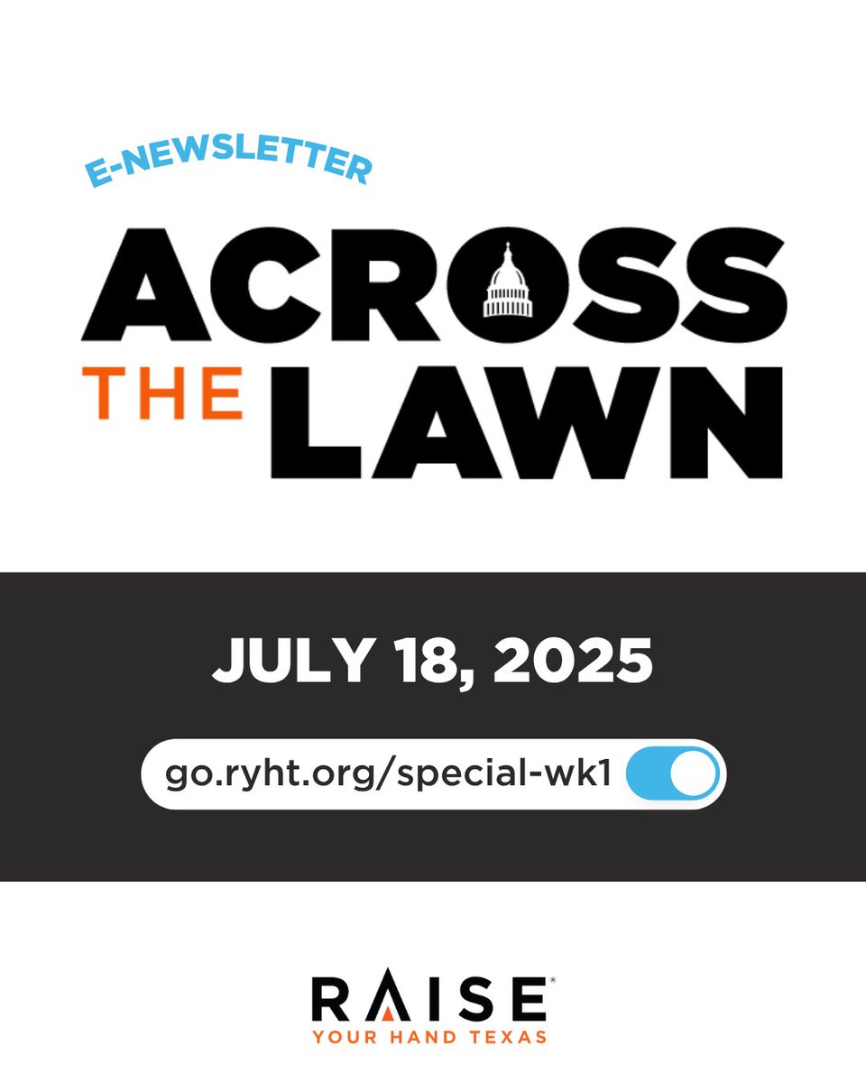 RYHTexas's tweet image. In this week’s Across the Lawn, read about STAAR being added to the Special Session, the federal funding freeze, and TEA’s timeline for bill implementation.
Read our full Texas public education legislative update at go.ryht.org/special-wk1
#SpecialSession #HB4 #Texas #STAAR…
