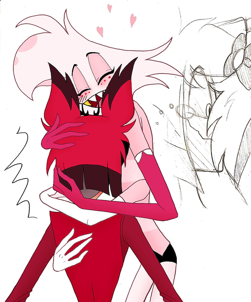 Violet_St_Franz's tweet photo. A redraw of one of my most popular drawings ❤️🩷#Radiodust #hazbinhotel https://t.co/Nwf1DdJe1B