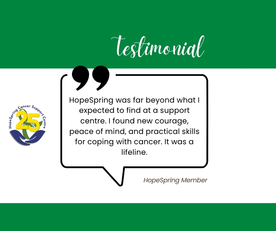 Hope_Spring's tweet photo. Hear from one of our very first Members at HopeSpring.

While much has evolved over the years, our mission remains the same to support anyone in our community that is affected by cancer.

#HopeSpring30 #Testimonial #CancerSupport #Charity https://t.co/QZpsVTqw2y