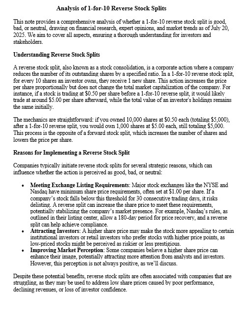 NuggetTrading's tweet photo. Update on #GenerationBio $GBIO ...

$GBIO announced a 1-for-10 reverse stock split to comply with Nasdaq listing  requirements, effective July 21, 2025. This will consolidate shares,  where 10 shares will turn into 1 ...

I asked Grok for an analysis on the split... https://t.co/VCnzd0LOMs