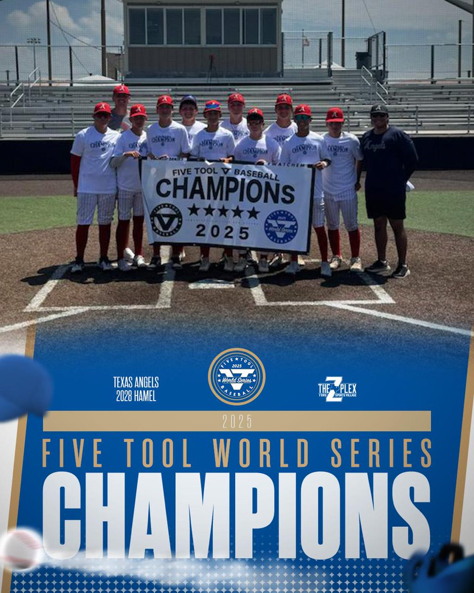✭Five Tool Texas✭ (@fivetooltexas) on Twitter photo 🏆Champions🏆
Congratulations to <a href="/TxAngelsBB/">Texas Angels Baseball</a> 2028 Hamel on winning the 15U Division of the <a href="/FiveTool/">Five Tool Baseball</a> World Series!
#WatchEm / #FiveToolWS 🏆Champions🏆
Congratulations to <a href="/TxAngelsBB/">Texas Angels Baseball</a> 2028 Hamel on winning the 15U Division of the <a href="/FiveTool/">Five Tool Baseball</a> World Series!
#WatchEm / #FiveToolWS