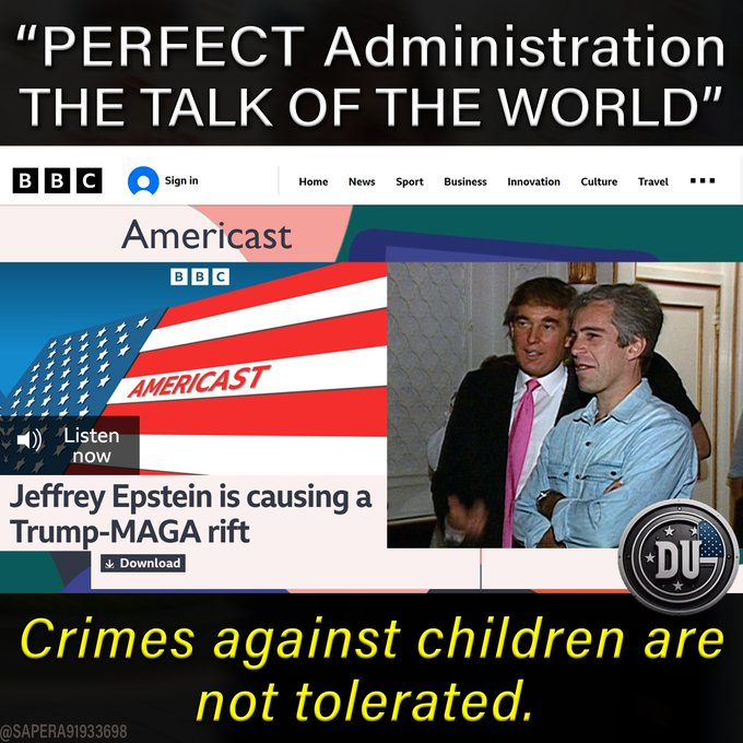 DUnitedGraphics's tweet image. Trump wants the world to think he is the best leader in the world.
But if people listen to the news they know his "Perfect Administration" is all lies.
Just look at the headlines and see the pictures of Trump with a known sexual predator and you know he is a liar.
#DemsUnited