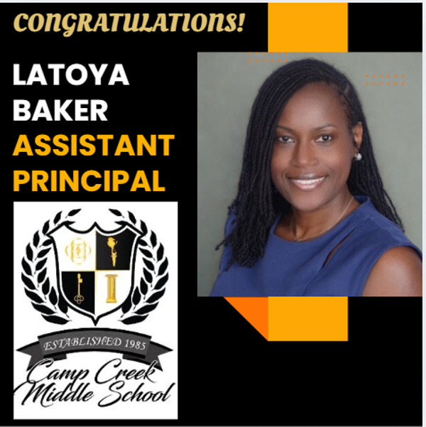 CampCreekMiddleSchool (@campcreekmiddle) on Twitter photo We are thrilled to celebrate your promotion to Assistant Principal <a href="/Ms_LatoyaBaker/">Latoya Baker</a>! Your leadership and dedication continue to inspire. Here's to the amazing impact you'll make in this new role! <a href="/CCMPrincipal/">CampCreekMSPrincipal</a> We are thrilled to celebrate your promotion to Assistant Principal <a href="/Ms_LatoyaBaker/">Latoya Baker</a>! Your leadership and dedication continue to inspire. Here's to the amazing impact you'll make in this new role! <a href="/CCMPrincipal/">CampCreekMSPrincipal</a>