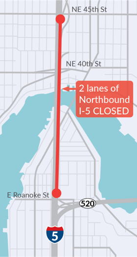 Ok everyone. Gather 'round. It's time to talk about tomorrow (and the next four weeks).

When the NB I-5 through Seattle reopens 5 a.m. Mon, your commute will look a LOT different. 

The NB I-5 Ship Canal Bridge will be reduced 2 lanes until Aug. 15. Yes, you read that right.🧵