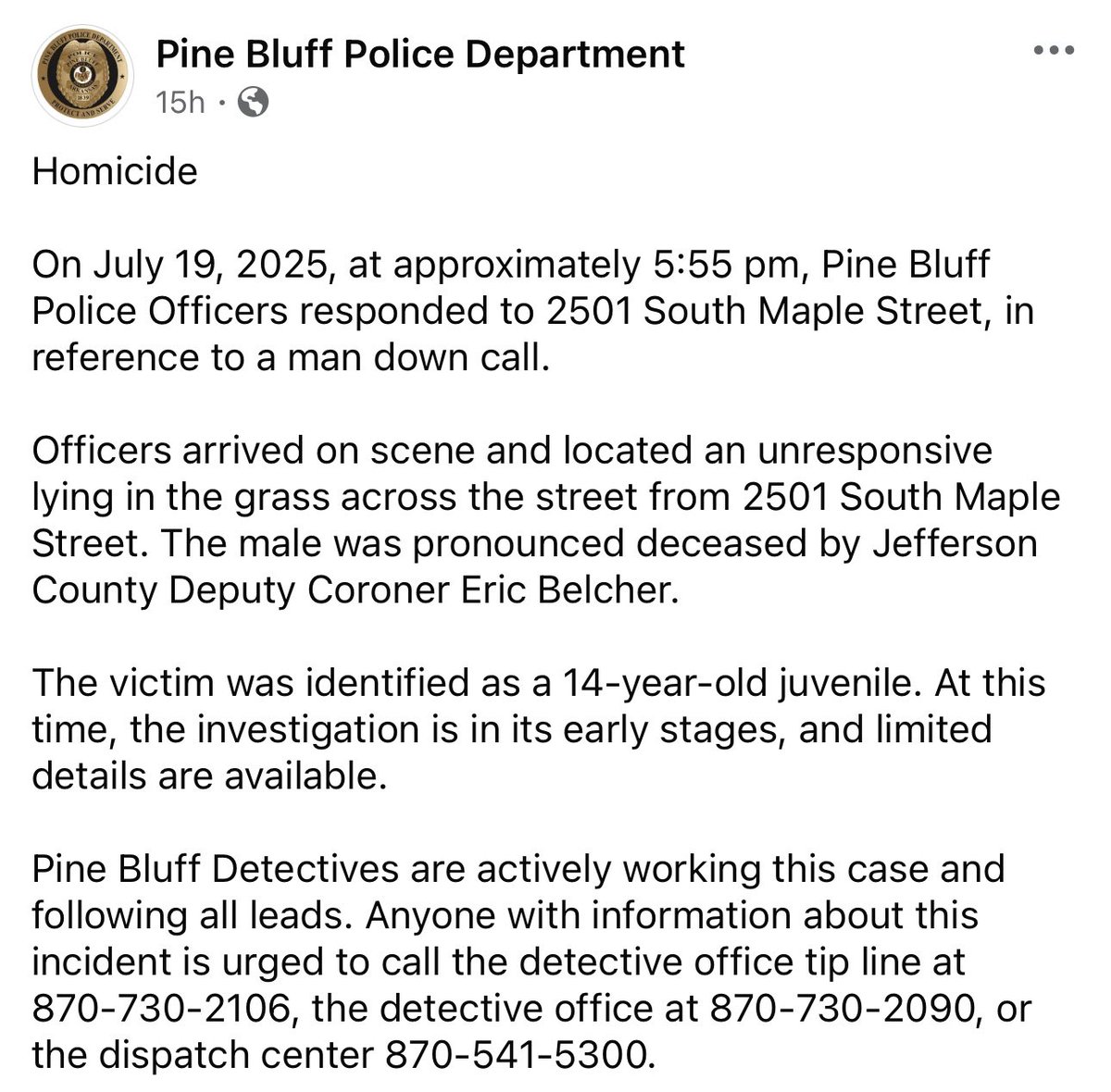JessOnAir's tweet image. “These types of violent acts are not wanted in our city”
A pastor in Pine Bluff is speaking out after a 14 year old is shot and killed Saturday. The city had just celebrated 500 days of NO youth homicides. Whitney Thomas will have more from the community at 10 @KARK4News