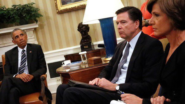 CitizenFreePres's tweet image. SALLY YATES AND COMEY IN THE INFAMOUS WHITE HOUSE MEETING WITH OBAMA, BRENNAN AND SUSAN RICE ON JAN 5 2017.