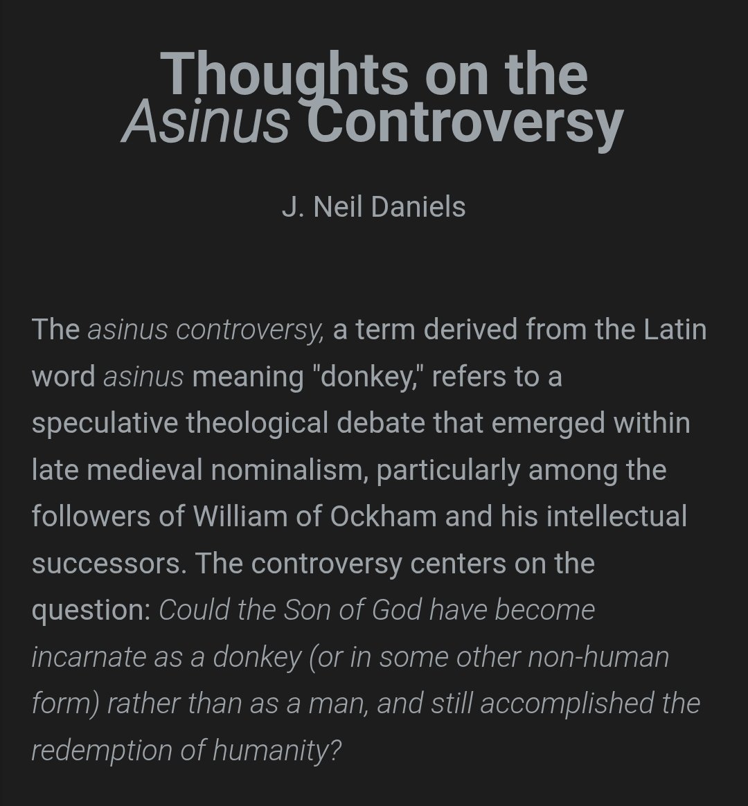 lipscomb_703's tweet image. The asinus controversy asked if Christ could've become incarnate as a donkey. Critics rightfully called it impious, as it severs the vital link between Christ’s true humanity and His redemptive work. Read more at my blog: theologiaetvita.blogspot.com/2025/07/though…