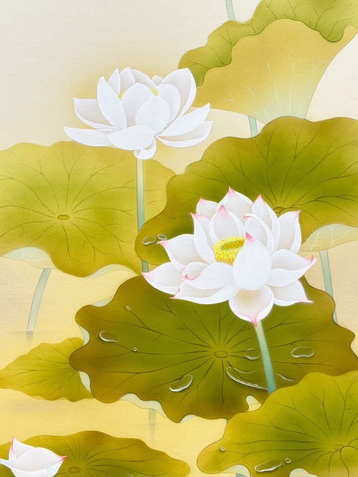 蓮の花掛軸 蓮の花は6月~8月が見頃で花ことばは「清らかな心」 仏教