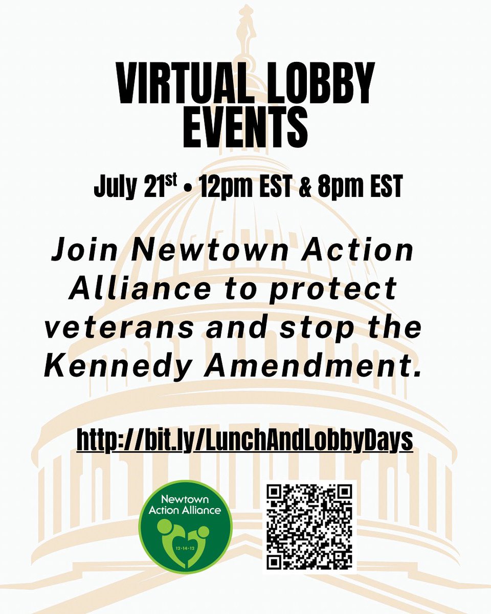 NewtownAction's tweet image. Join Newtown Action Alliance to protect veterans and stop the Kennedy Amendment.
RSVP: bit.ly/LunchAndLobbyD…