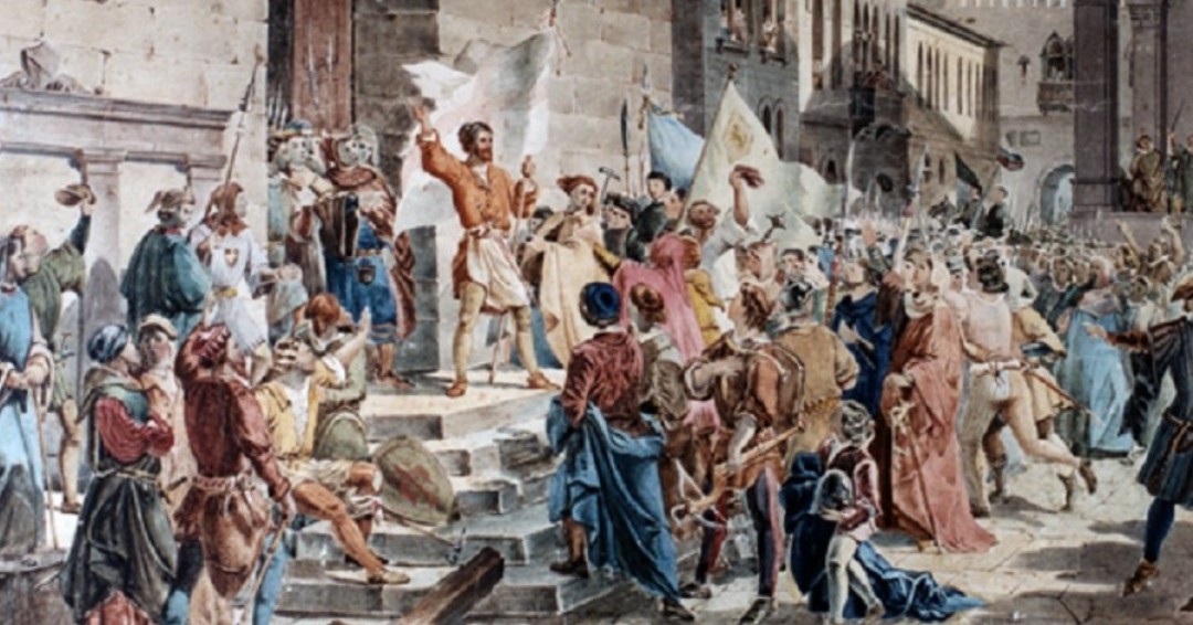TheHistoryOfSo1's tweet image. On July 21, 1378, the lower classes of Florence, led by thousands of armed wool workers (the Ciompi), forcibly took over the government, compelling the governing Signoria to establish three additional guilds, extending political rights to their members. #OTD #Florence