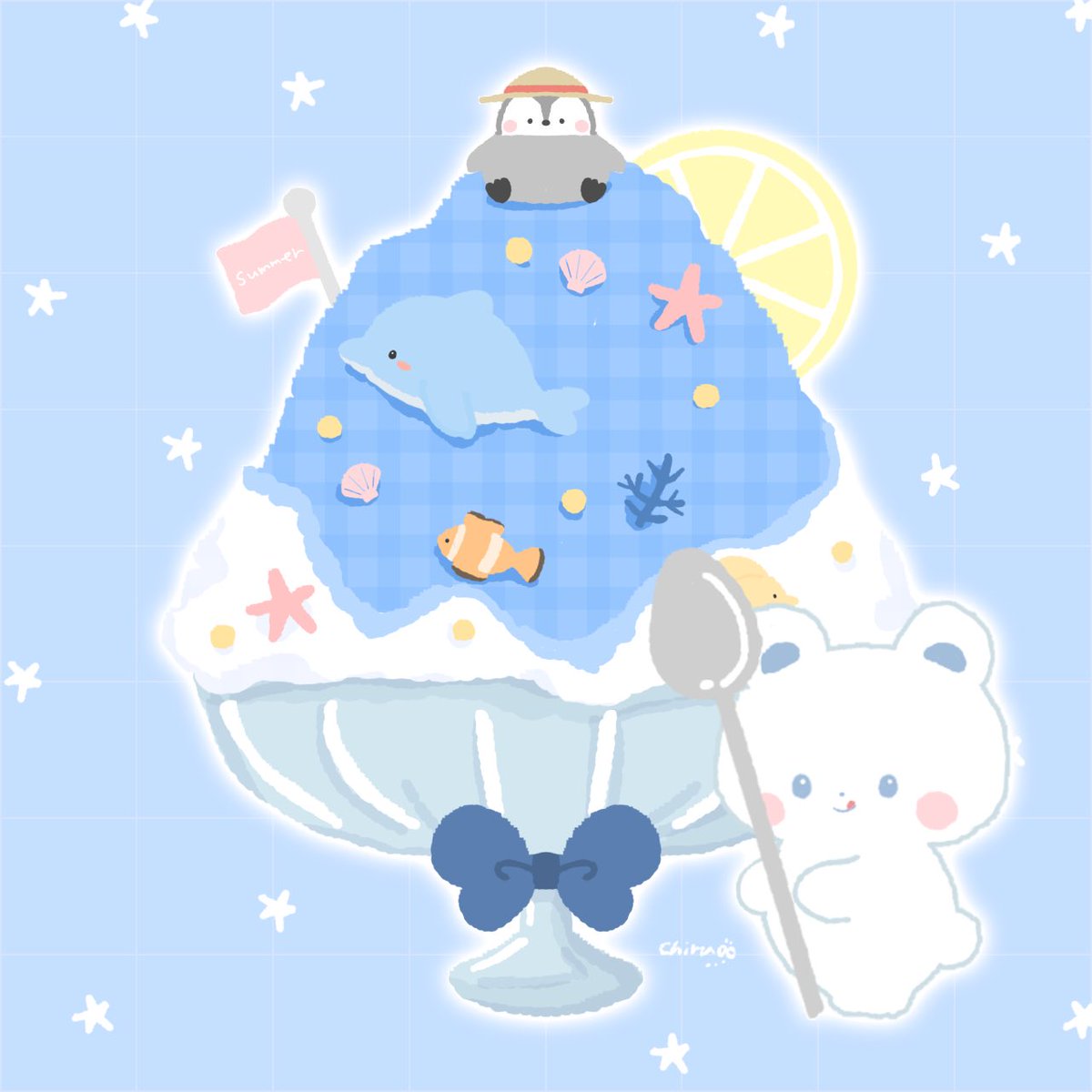 chiru_soda's tweet image. 海の日のかき氷🍧
冷えてるよ！