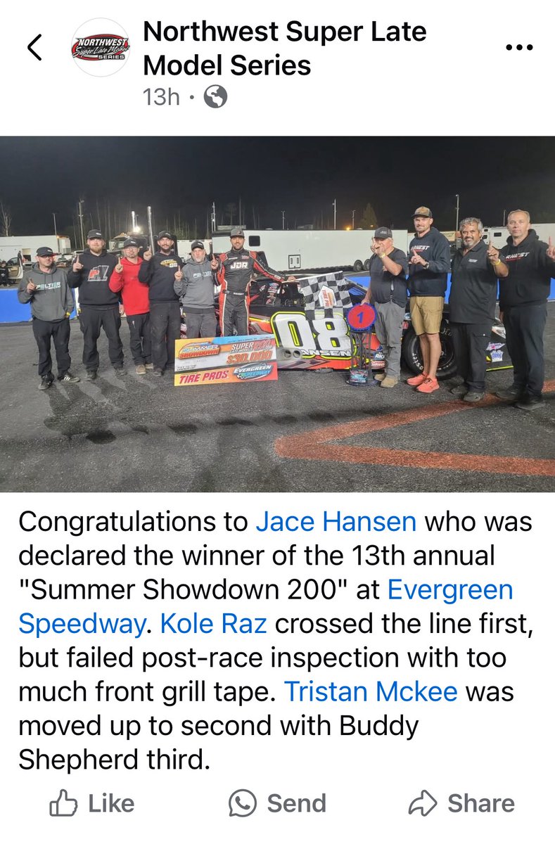 Tom TR Roberts (@tomrobertspr) on Twitter photo Say what? Too much tape? Cost <a href="/KoleRaz27/">Kole Raz</a> a HUGE WIN! Can’t wait to read the whole story in LATE MODEL DIGEST! And, as always, Kole handled the disappointment with class! Would love to know if “politics” involved? #SummerShowdown <a href="/EVGSpeedway/">Evergreen Speedway</a> <a href="/nwslms/">Northwest SLM Series</a> <a href="/JimCarsonLMD/">Jim Carson</a> 😎🏁🏆 Say what? Too much tape? Cost <a href="/KoleRaz27/">Kole Raz</a> a HUGE WIN! Can’t wait to read the whole story in LATE MODEL DIGEST! And, as always, Kole handled the disappointment with class! Would love to know if “politics” involved? #SummerShowdown <a href="/EVGSpeedway/">Evergreen Speedway</a> <a href="/nwslms/">Northwest SLM Series</a> <a href="/JimCarsonLMD/">Jim Carson</a> 😎🏁🏆
