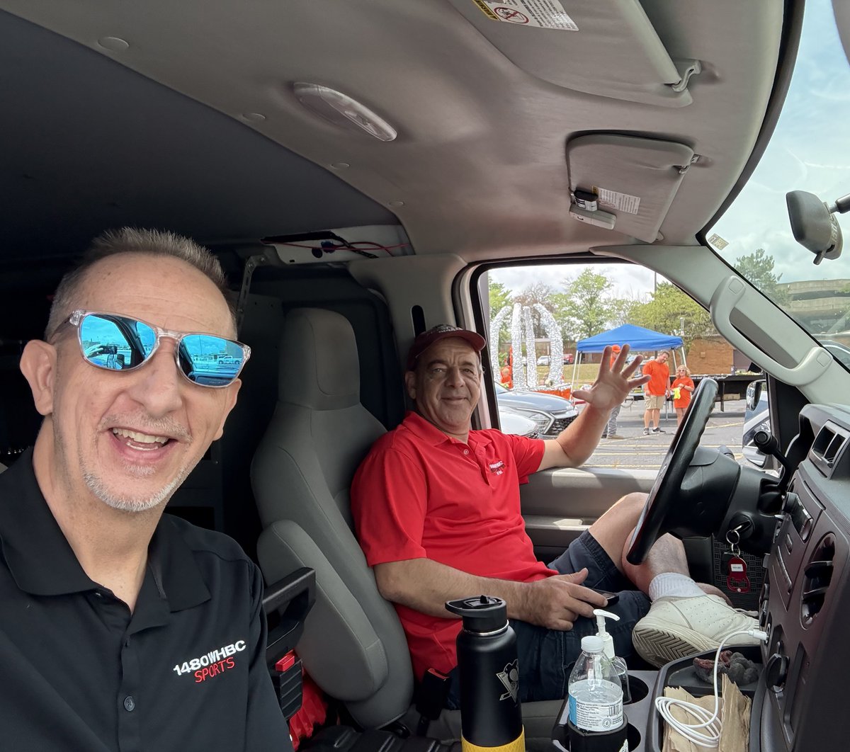 1480whbc's tweet image. It's the HOF Community Parade with @1480whbc @TheKennyRoda & Brian Novak, along with @Mix941Radio @javajoel and the city of Canton!