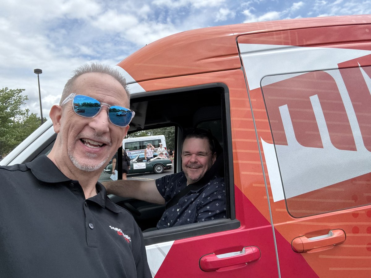 1480whbc's tweet image. It's the HOF Community Parade with @1480whbc @TheKennyRoda & Brian Novak, along with @Mix941Radio @javajoel and the city of Canton!