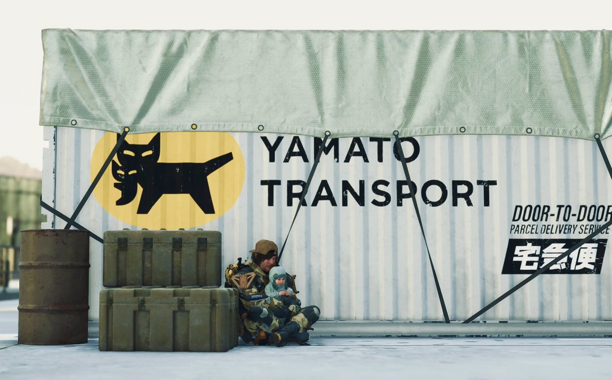 call_me_xavii's tweet image. “Yamato Transport” a real-world Japanese logistics company known for its black cat logo. #DeathStranding2 #DSPhotomodeCP_YAMATO