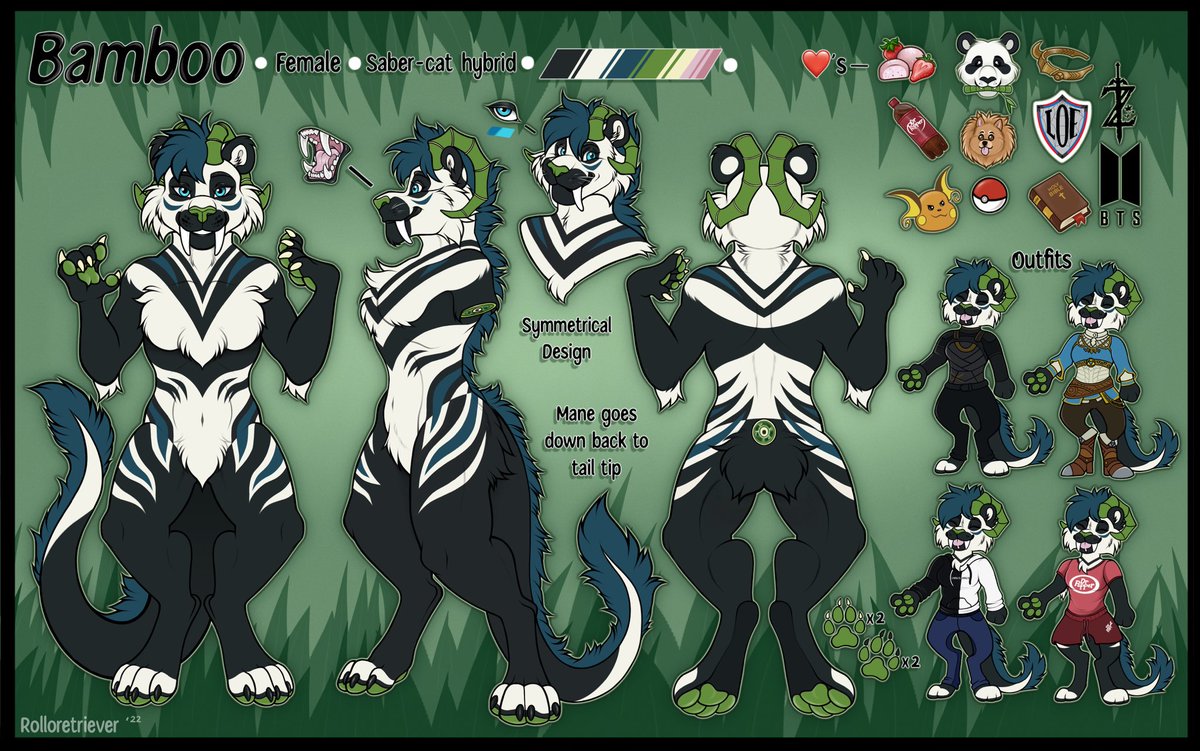bamboosaber's tweet image. Hi! I&apos;m Sammy or Bamboo. 🐼🖤🤍
I own SpiritPanda Costumes and these are some of my characters. 
This is a personal account!
There will be lots of Zelink art, kemono style furry art and BTS retweets here. Haha  
If you like that stuff, then welcome!