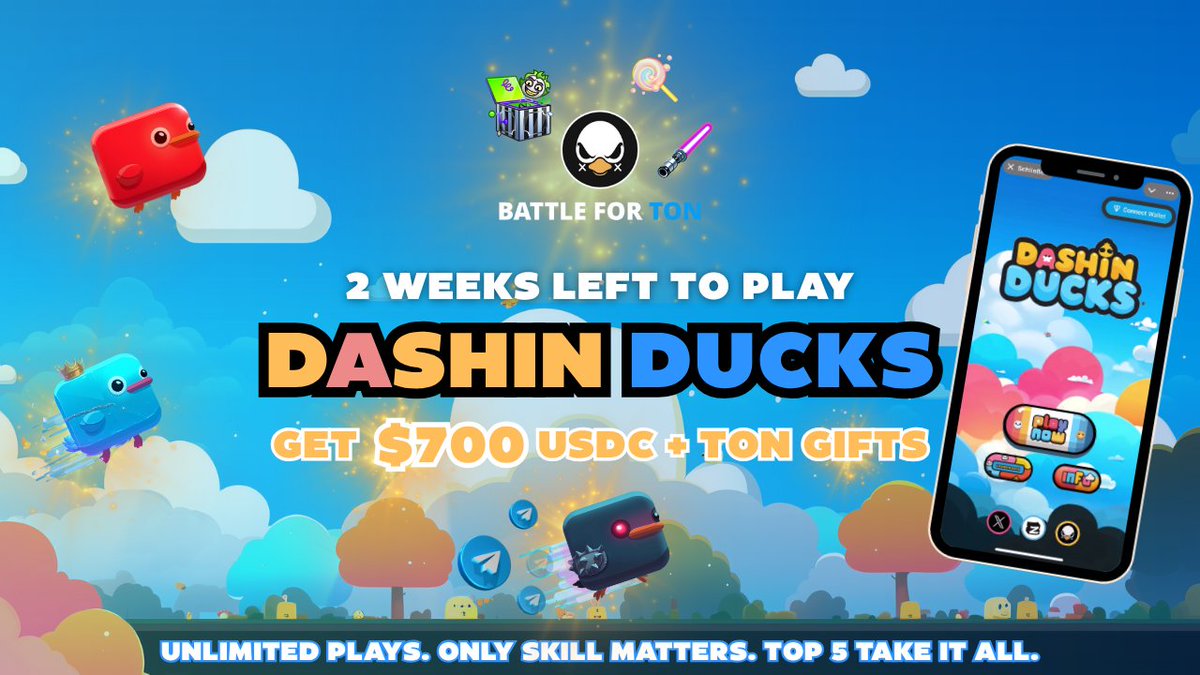 Don't miss your chance to win $700 

Start flapping now search for @DashinDucksBot on telegram or just follow <a href="/battleforton/">BATTLE FOR TON</a> to learn more