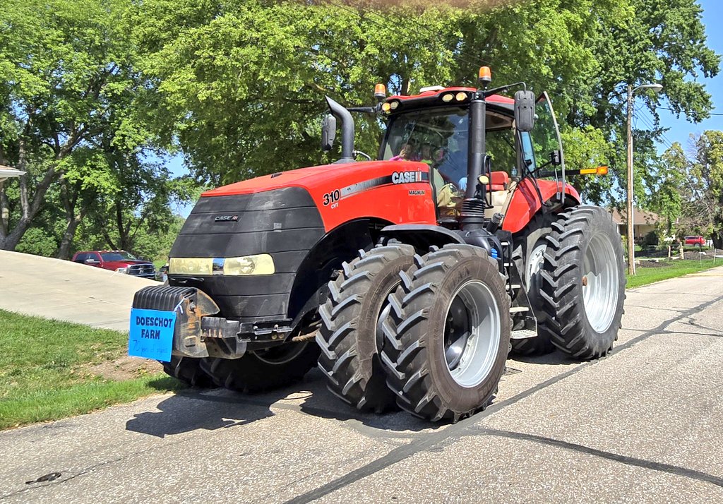 BDoeschot's tweet photo. Doeschot Farms - celebrating 70 years of progress in the town parade this weekend. 

1951 Farmall C to a Case IH MX 310

I drove the Farmall with my son Garrett, named after the first Doeschot to arrive in America and begin a legacy that still runs through these fields today. 🇺🇸 https://t.co/Lahj5J0hYM