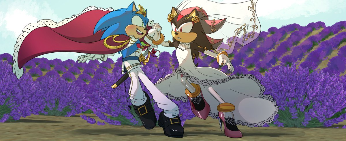 From one of my fanfics, which is a Sonic Underground AU. archiveofourown.org/works/66867445…
Wedding dress design is by <a href="/junjousega/">junjousega</a>

#sonadow