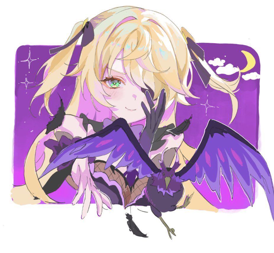yayu_yyo430's tweet image. 夜の幻現！
 #絵チャ  #フィッシュル  #GenshinImpact  #Fischl  #イラスト