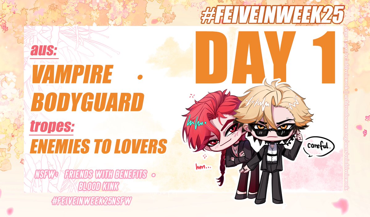 veinfeiveinweek's tweet photo. [ DAY 1 ] #feivein week has officially begun!

We're happy to step into the feiv week o(〃＾▽＾〃)o 

📌  Use the following tags when posting your works: #FeiVeinWeek25 or #FeiVeinWeek25NSFW
📌 AO3 veinfei collection is now open! ✨
📌 Feel free to tag our acc ✨ https://t.co/c73H6jI3xl
