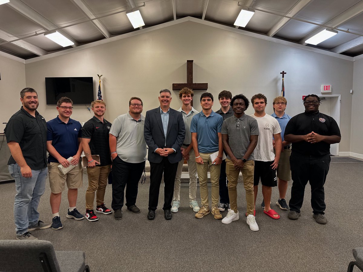 A group of coaches and players from Creekside Football went to Fellowship Baptist Church this morning to hear "Coach Mac" preach. We are so grateful for Coach McDaniel and the work that the Lord is doing through him on our sidelines and in his church.